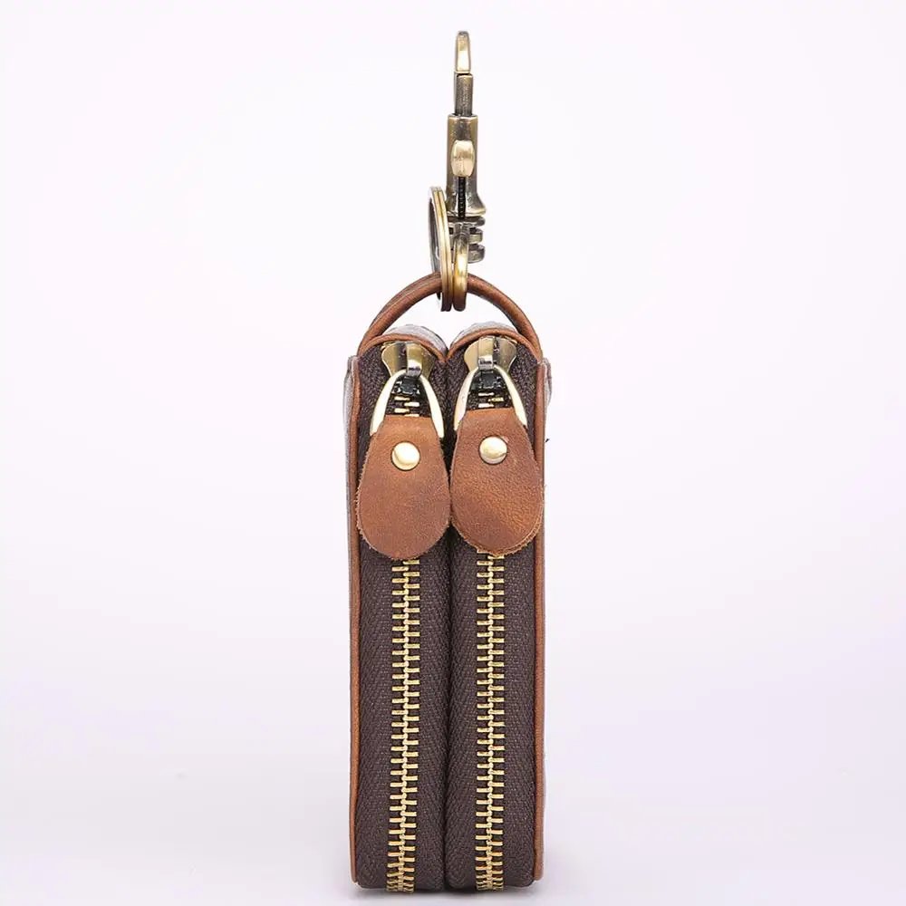 Кошелек для ключей из натуральной кожи мужчин и женщин органайзер на молнии |