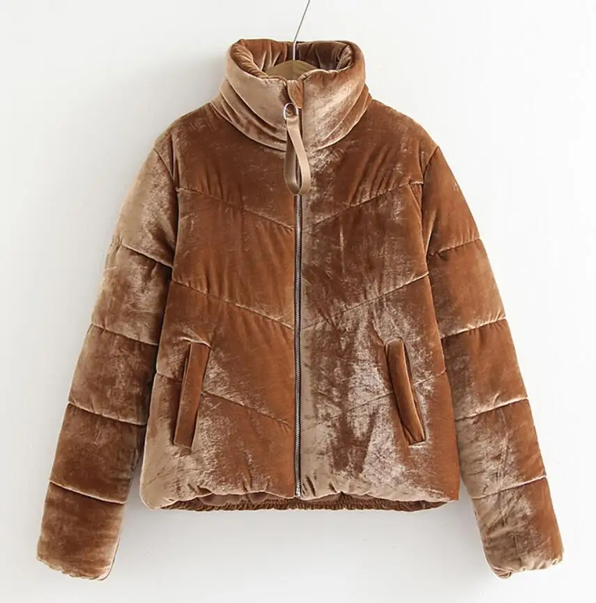 XQJ9809 light tan Осенне-зимние женские мягкие гладкие фиолетовые вельветовые куртки, женская Свободная куртка с длинным рукавом на молнии с погоном, однотонная верхняя одежда, парка - Цвет: XQJ9809 light tan