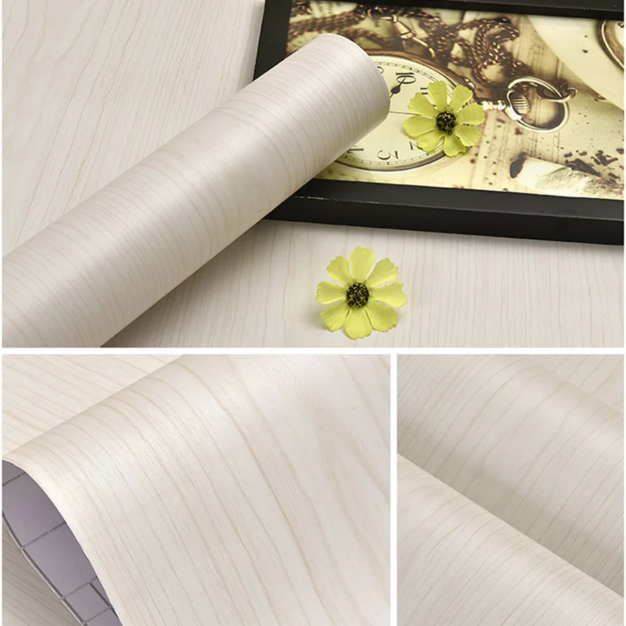 White maple Самоклеющиеся деревянные наклейки на стену 0,6x3 м, наклейки на мебель, водостойкие виниловые обои для кухонного шкафа, шкафа, одежды - Цвет: White maple