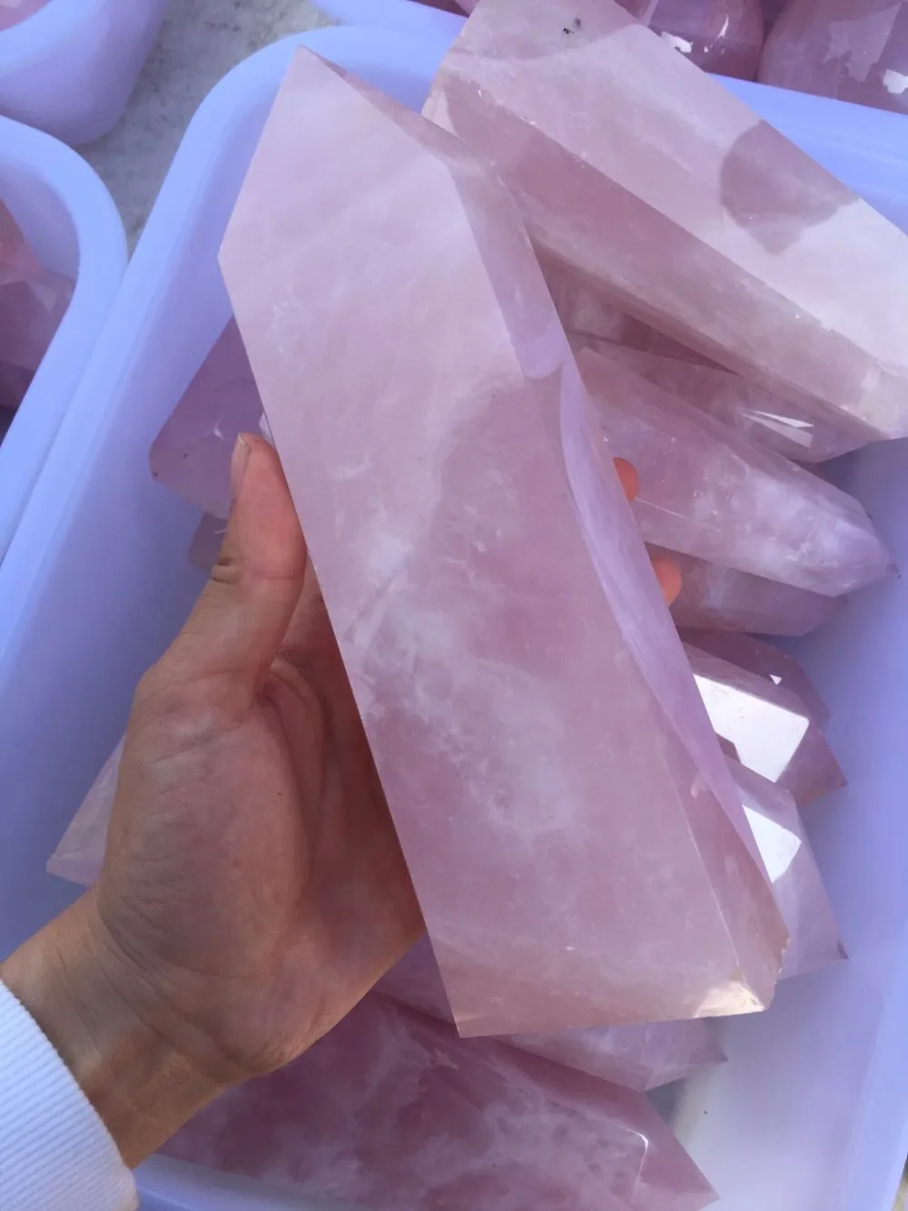 Большой размер Прямая поставка натуральный розовый кварц обелиск Хрустальная