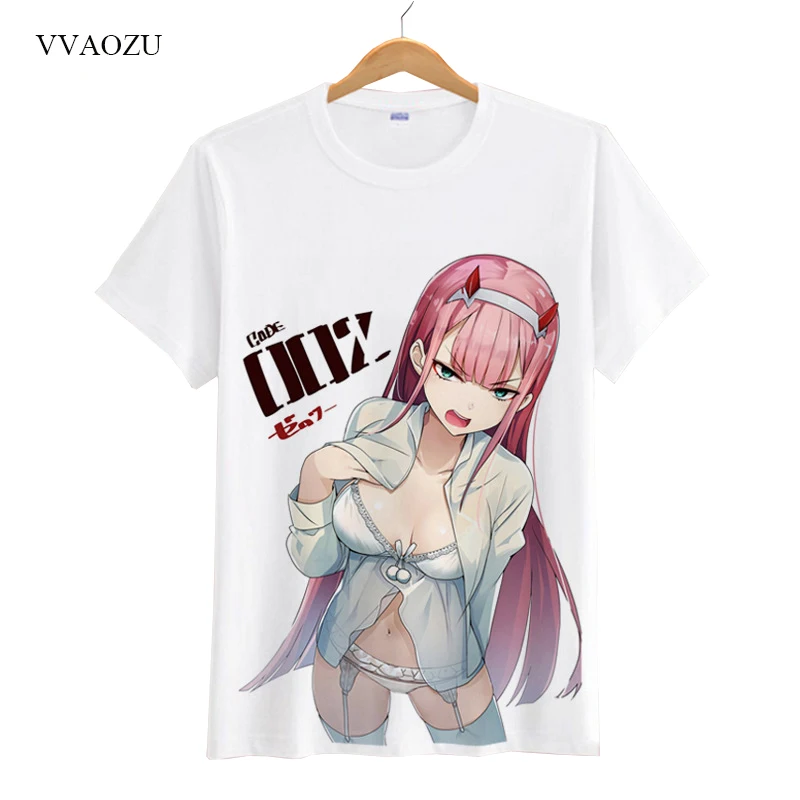 Футболка для косплея аниме Zero Two Darling in the FRANXX топы с коротким рукавом унисекс
