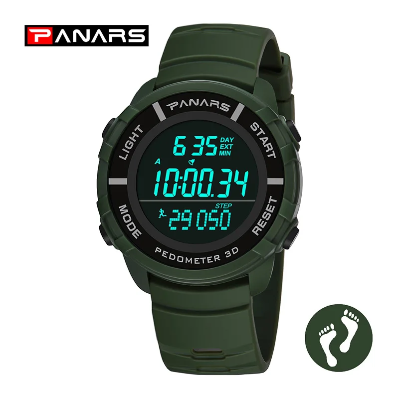 Green PANARS мужские военные электронные часы мужские альпинистские цифровые наручные часы с расчетом темпа водонепроницаемые G стильные ударные часы - Цвет: Green