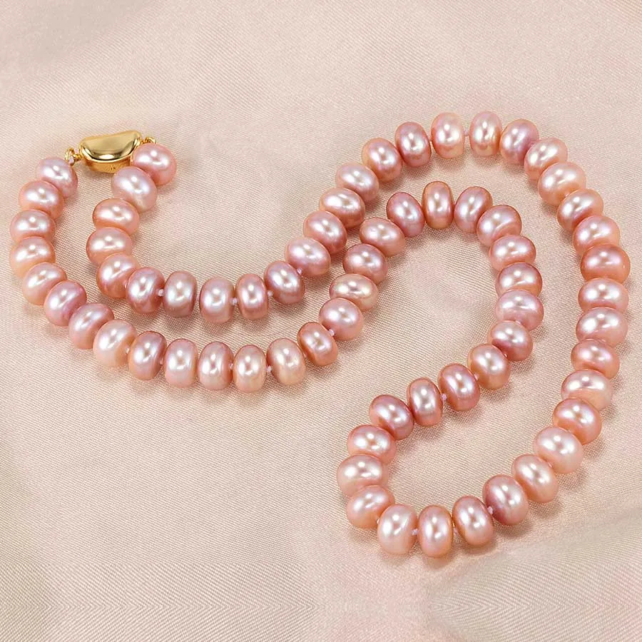 purple pearl Высокое качество, натуральный пресноводный жемчуг, ожерелья для женщин, модное Золотое ювелирное изделие, свадебное белое розовое ожерелье с настоящим жемчугом - Цвет камня: purple pearl