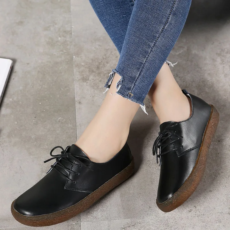 CYOSO/Женская обувь на плоской подошве со шнуровкой женская из натуральной кожи