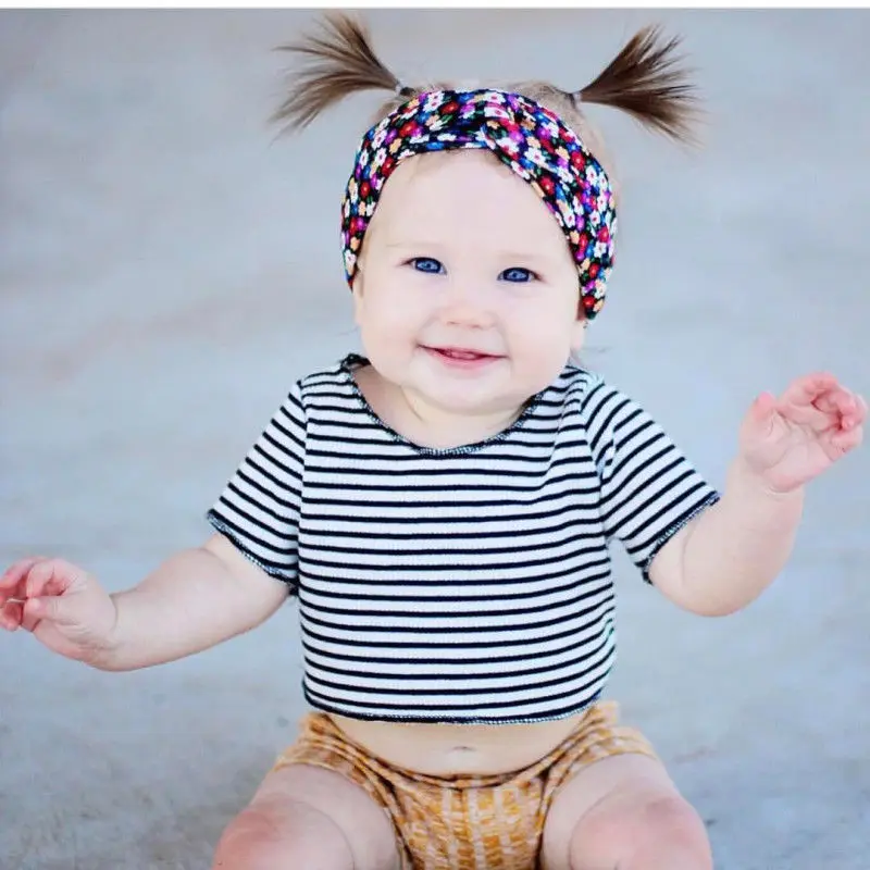 Новинка лета 2018 милый детский хлопковый топ с короткими рукавами и оборками для