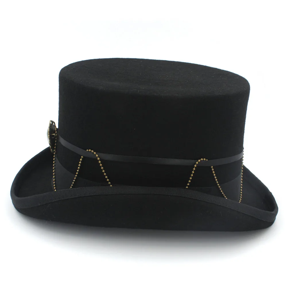 Черный 100% шерсть DIY Fedora Шляпа стимпанк шляпа для женщин паровой панк Шестерня топ