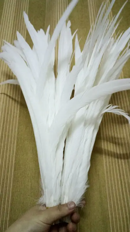 Plumas de cola de gallo blancas y naturales para decoraci&oacute;n, plumas de alta calidad de 16-18 pulgadas/40-45cm, venta al por mayor, 50 Uds.-1