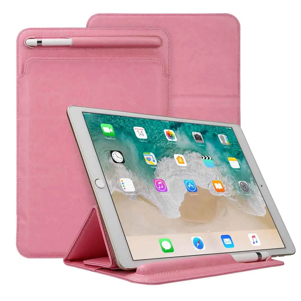 Pink Улучшенный кожаный чехол для iPad Pro 10,5 Чехол для iPad Pro 9,7 рукав сумка с карандашом держатель мягкий складной чехол - Цвет: Pink
