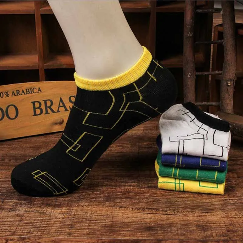 Невидимые мужские Короткие хлопковые носки весна лето тонкие лабиринтные узоры