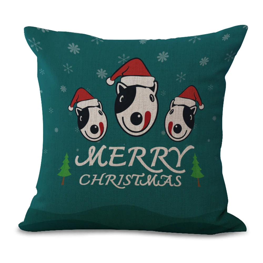 Miracille Merry Christmas квадратный 18 "Хлопок Лен Санта Французский бульдог узор диванная