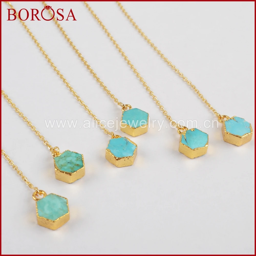 BOROSA шестиугольник Druzy 100% натуральный синий камень золото Цвет нити серьги для Для