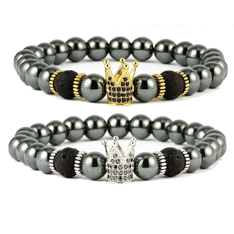 2018 новые браслеты с бусинами из натурального камня 8 мм черный железный камень