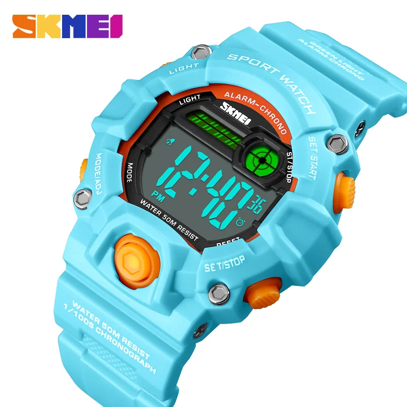 Детские цифровые детские часы 50 метров водонепроницаемые светодиодные с