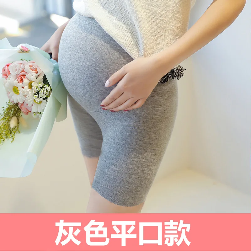 Gray Flat Модальные кружевные брюки для беременных женщин, летние, высокая талия, одноцветные, эластичные, сексуальные, мини капри для беременных, мягкие, шелковые, Короткие - Цвет: Gray Flat