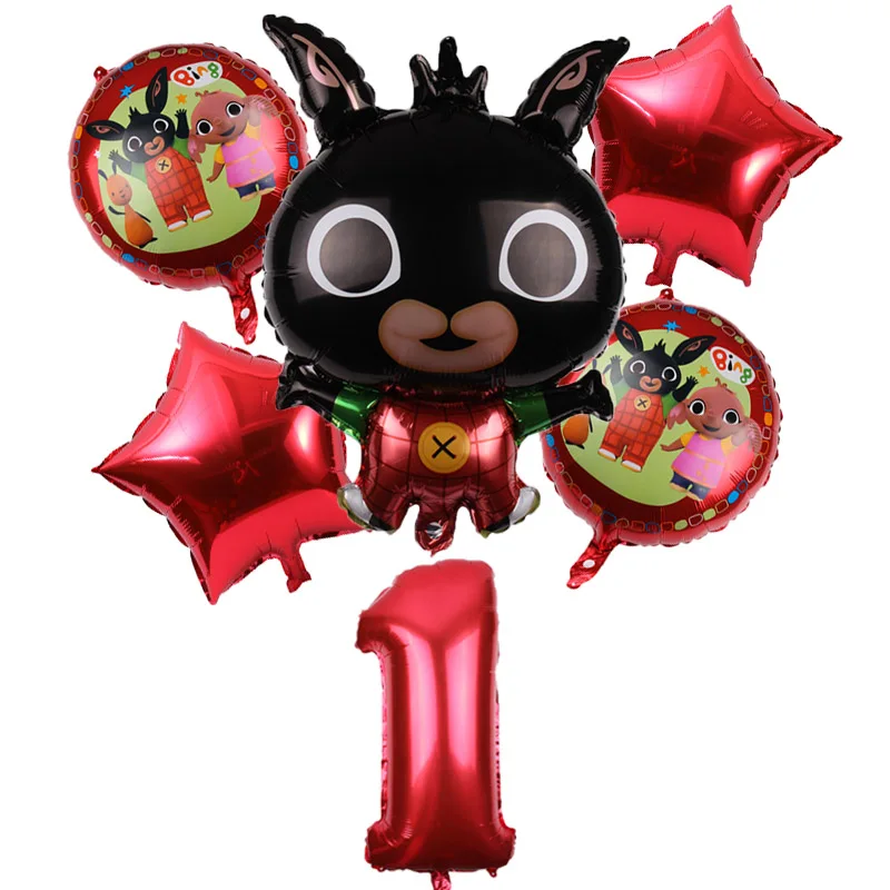 black 1 6 шт. 83*45 см Bing Банни фольгированные шары мультфильм кролик воздушные шары набор 32 дюймов номер ребенок 1-9 день рождения Декор принадлежности игрушки - Цвет: black 1