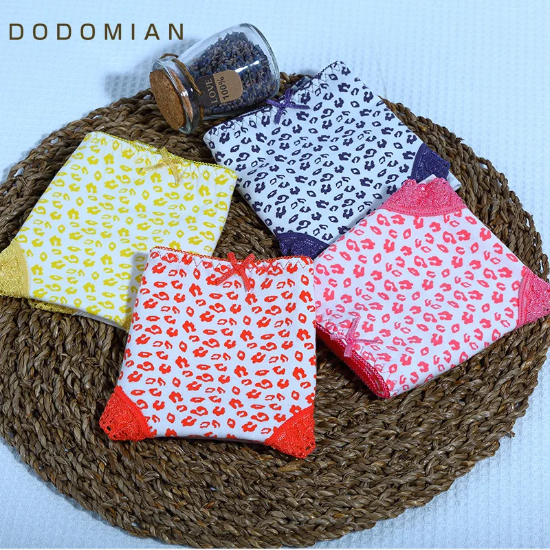DO MIAN Sexy Panties Women Underwear Dot Print Lace Briefs Seamless 4Pcs/lots Big Size Intimates M-XXL |