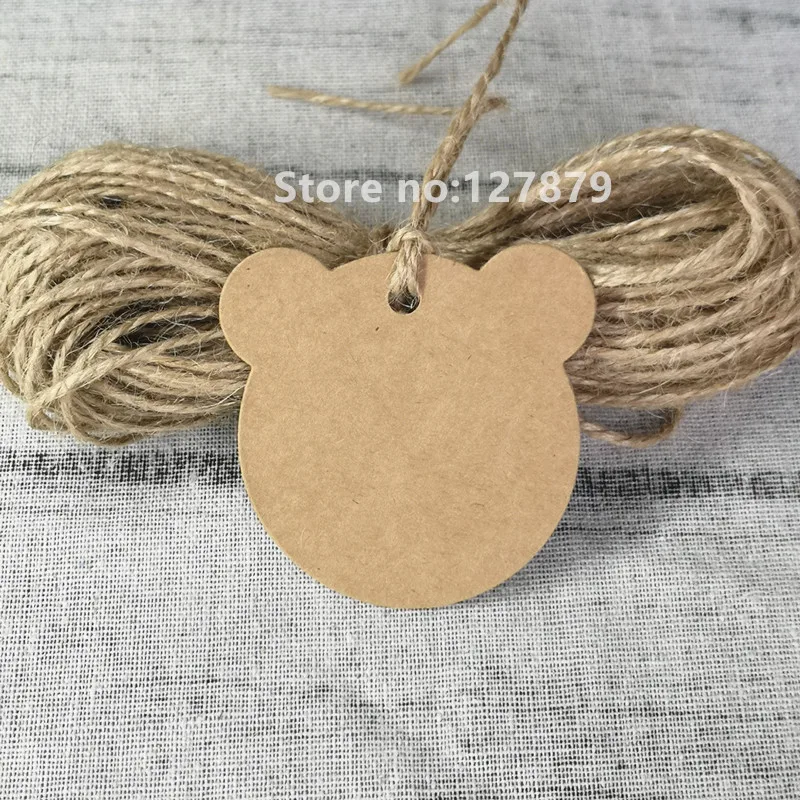 100 шт 6*6 см DIY форма медведя Крафт-Бумага бирки Цена Этикетка для одежды повесить