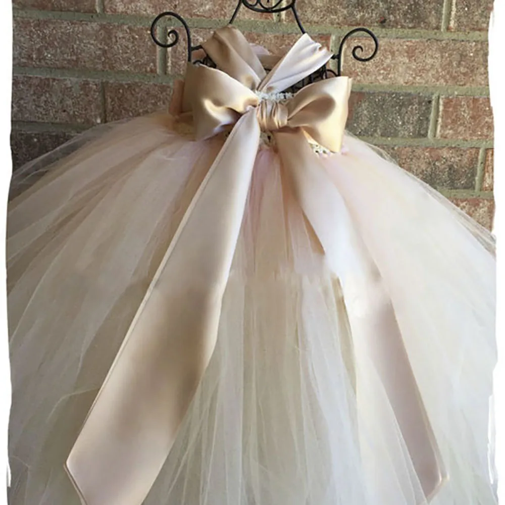 Платье пачка для девочек с цветами Персиковое розовое длиной до