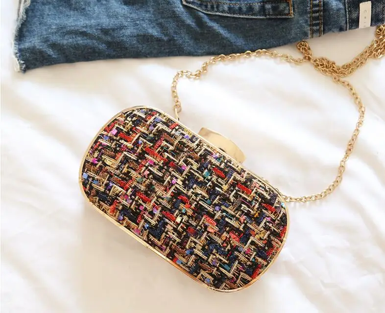 20 см модные женские сумки-мессенджеры вязаные стильные винтажные металлические