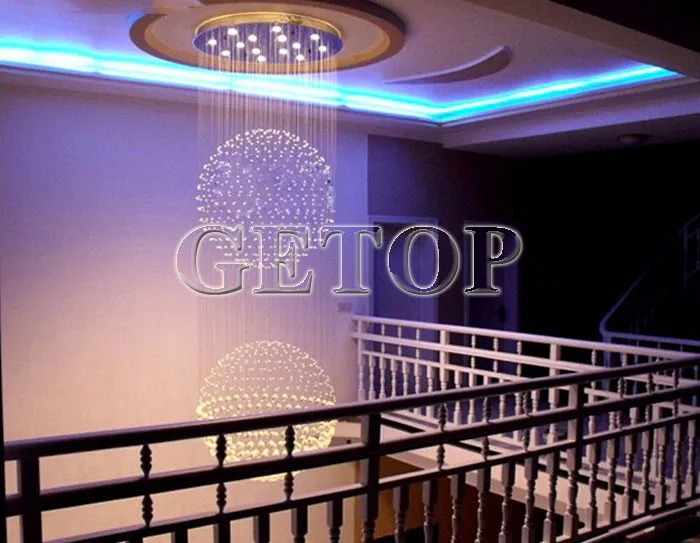 Best Price Modern LED Spherical K9 Crystal Lamp Duplex Stairs Luxury Villa Round Ball Pendant Lights Project | Освещение