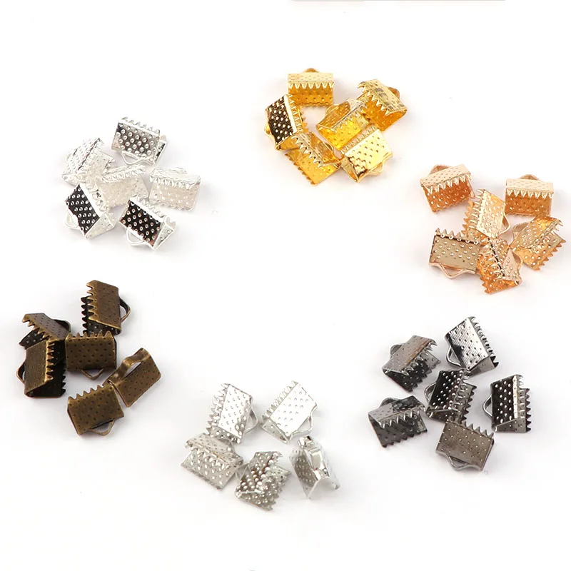 

13mm Crimp beads cove clasps Cord End Caps String Ribbon leather Clip Foldover DIY Necklace Bracelet Connectors Jewelry Findings