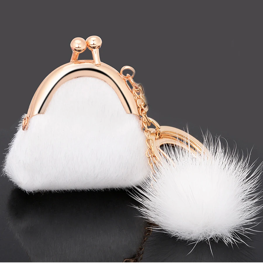 Брелок для ключей женский с меховым шариком модный креативный брелок помпоном