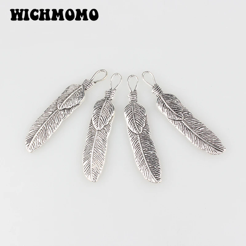 

New 5pieces 57*12MM Big Hole Retro Zinc Alloy Feather Charms Pendant for DIY Jewelry Accessories Gifts Free Shipping