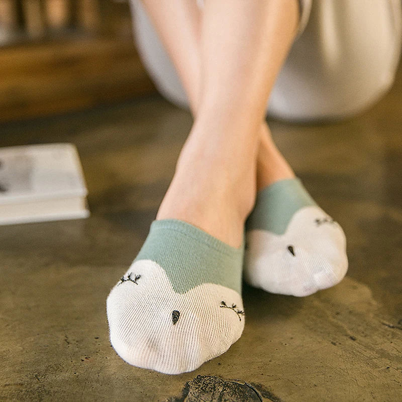 Женские хлопковые носки в полоску жаккардовые удобные невидимые дышащие тапочки