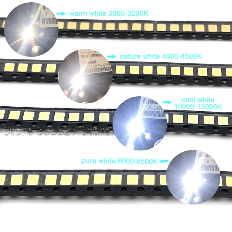 4 цвета * 50 шт. = 200 2835 SMD светодиоды светодиодный Ый/натуральный/теплый/холодный