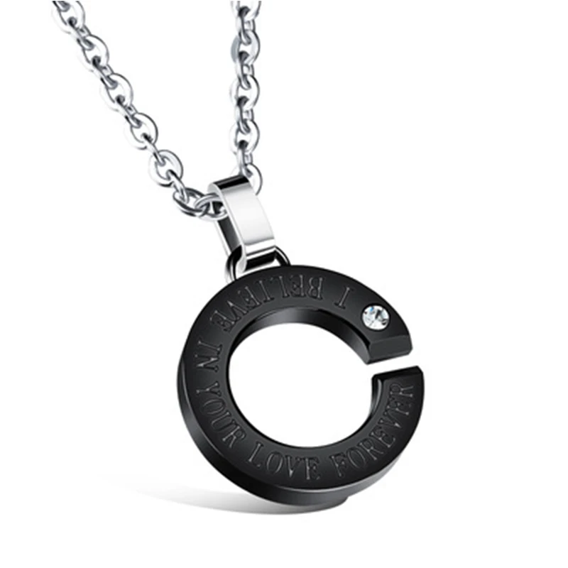Fate Love Letter C Shaped Titanium Steel Lover's Pendant Romantic Black Gold Accessories For Gift Lovers | Украшения и