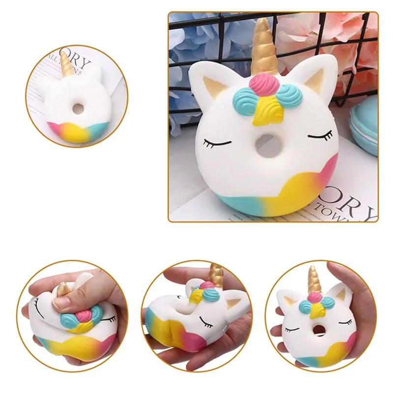 Jumbo Kawaii Unicorn Donut Squishy Cake Bread Squishies Cream Scented Slow Rising Squeeze Toy Kids Xmas Birthday Gift 13*9 CM images - 6