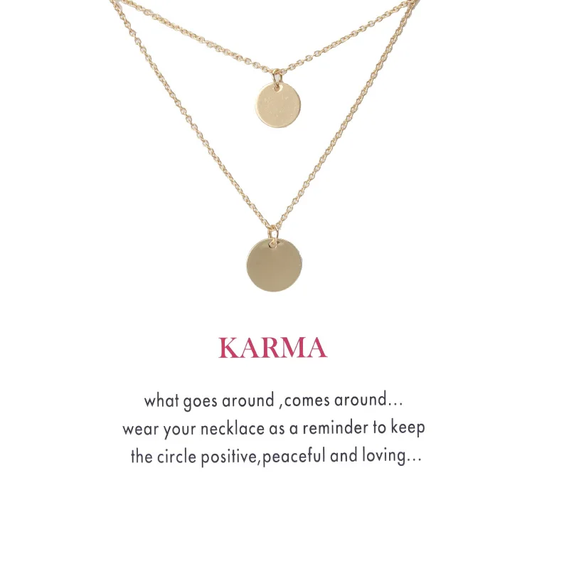 Karma многослойное круглое ожерелье ключица ожерелье с цепочкой женское Подарочное кольцо с картой