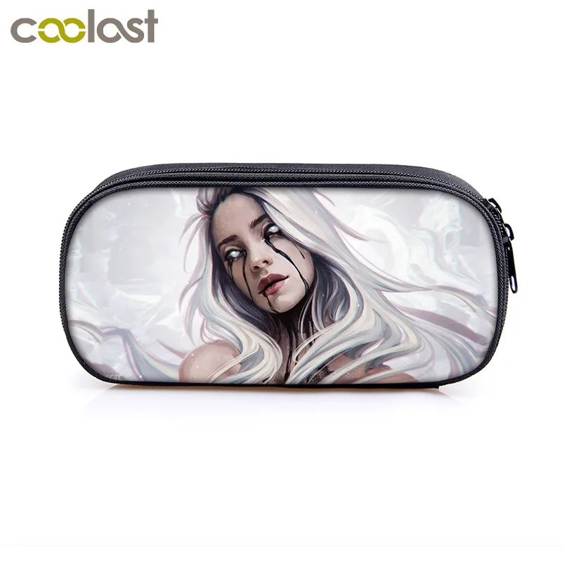 qbbemili26 Косметический Чехол Billie Eilish s, сумка-карандаш для женщин, косметички для девочек-подростков, футляр для карандашей, школьный чехол, принадлежности - Цвет: qbbemili26