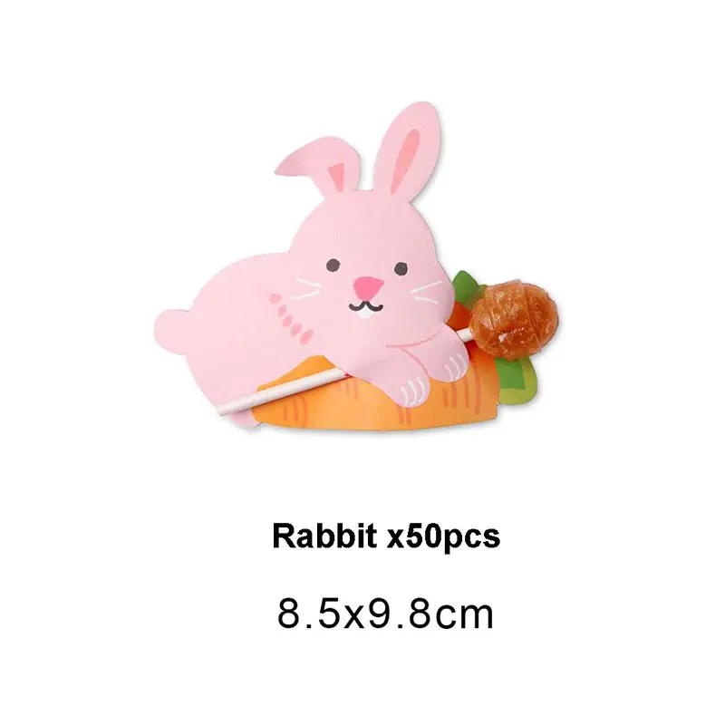 rabbit x50pcs 50 шт./упак. Единорог Леденец Украшения карты одежда для свадьбы, дня рождения украшения Дети Конфеты сувениры Декор для гостей; с героями мультфильмов - Цвет: rabbit x50pcs