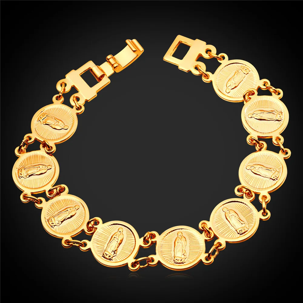 Браслет цепочка с шармами Дева Мария золотистого/серебристого цвета 2016 H240Y|bracelets