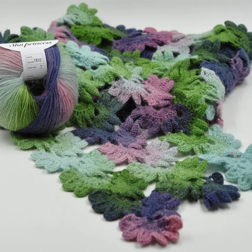 2 шара 100% шерстяная пряжа радужная меланжевая для вязания модный роскошный