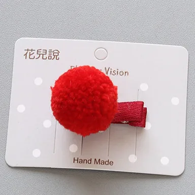 1 pin red Корейские меховые шарики для девочек, маленькие милые однотонные заколки для волос, детские заколки для волос, аксессуары для волос, подарок для маленьких девочек - Цвет: 1 pin red
