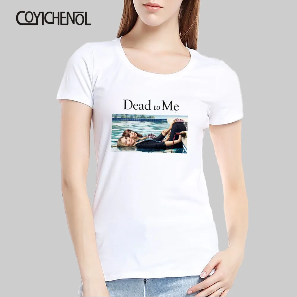 Футболка оверсайз с принтом Dead to Me Женская Однотонная футболка круглым вырезом