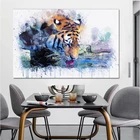 Абстрактная фотография искусства стен Холст Живопись творческий Тигр питьевая вода декоративные картины для гостиной