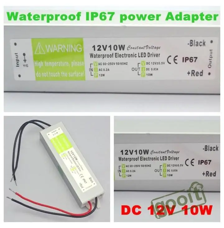 

2pcs/lots 10W AC To DC 12V IP67 Electronic Driver Outdoor Power Supply Waterproof Led Transformer Adapter For Underwater Light