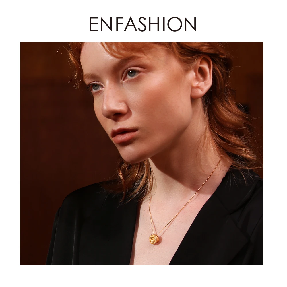 Enfashion ожерелье из нержавеющей стали с буквенным принтом и подвеской золотого цвета для женщин, модные ювелирные изделия 188002