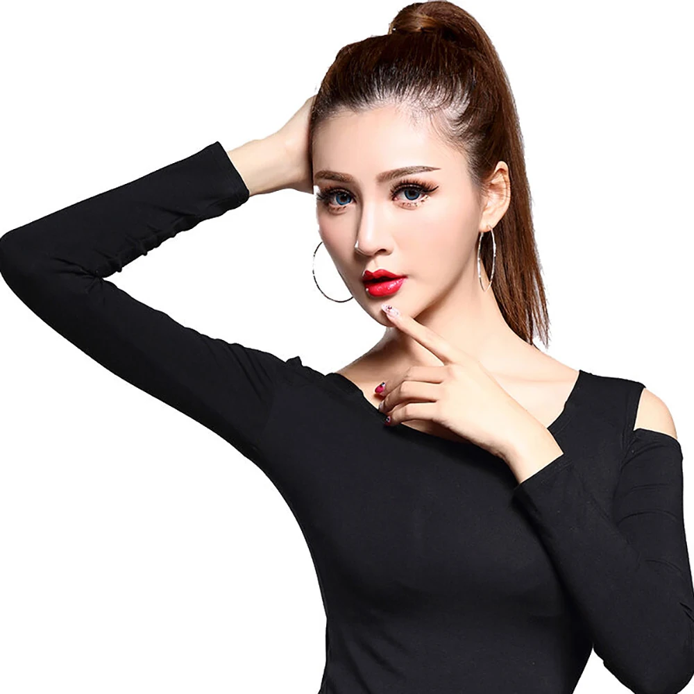 Женский модал Топ для латиноамериканских танцев черная танцевальная рубашка с