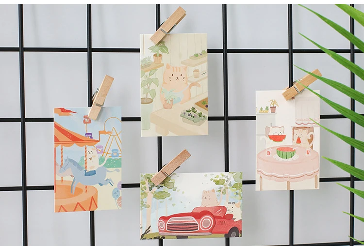 

5.2*8cm 54pcs Mini Card A cat's happy Day theme multi-use as Scrapbooking party invitation DIY Decoration gift message card