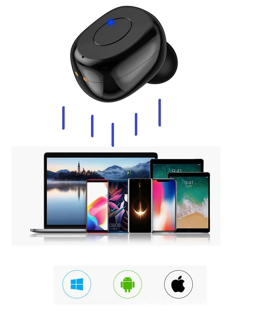 Smallest Earbuds with Bluetooth 5.0 Wireless Charging Case Built-in Mic Headset Premium Sound Deep Bass for Sport | Электроника