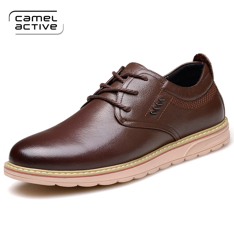 

Camel Active 2018 New Men's Genuine Leather Casual Shoes Men Spring Autumn Men's Shoes Lace-Up Solid Men Flat with Shoes 1728