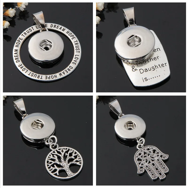 

Мода красота Любовь Дерево жизни ручной узор оснастка кулон ожерелье цепочка 60 см подходит 18 мм кнопки модные ювелирные изделия