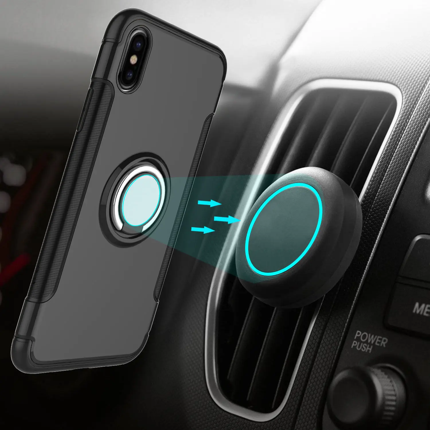 Гибридный чехол для iPhone X 7 8 6 6S Plus 360 металлический магнитный с подставкой кольцо