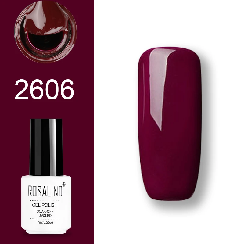 2606 ROSALIND набор гель-лаков UV Vernis полуперманентный праймер верхнее покрытие 7 мл полигель-лак для маникюра - Цвет: 2606