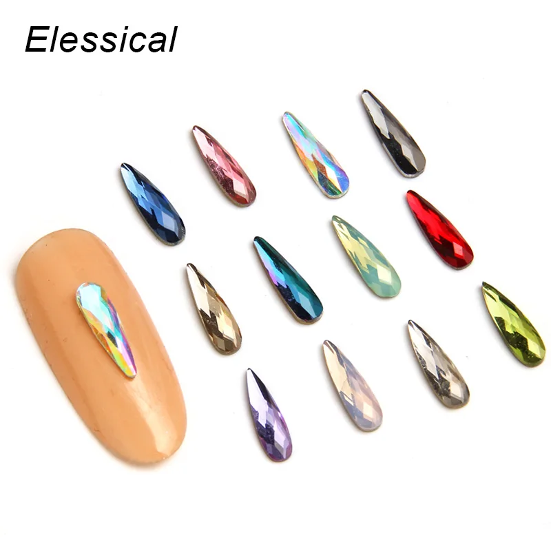 Elessical 10 шт. голографическая k9 кристалл Стекло 3D капли воды Rhinestone Маникюр