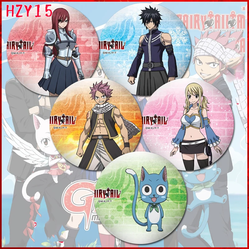 ZXFJXR 58 мм сказочный хвост Lucy Heartfilia Dragneel Erza крутая анимация значки булавки Брукс